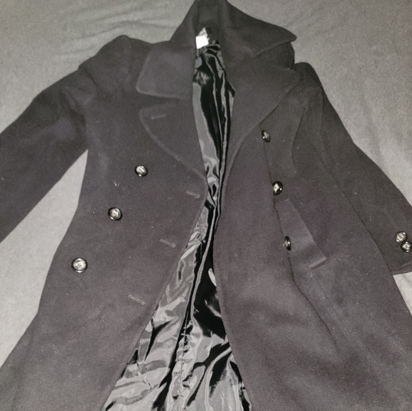 Levine Classics Long Double Breasted Wool Peacoat Trench- Size 6 - Black - Picture 8 of 12
